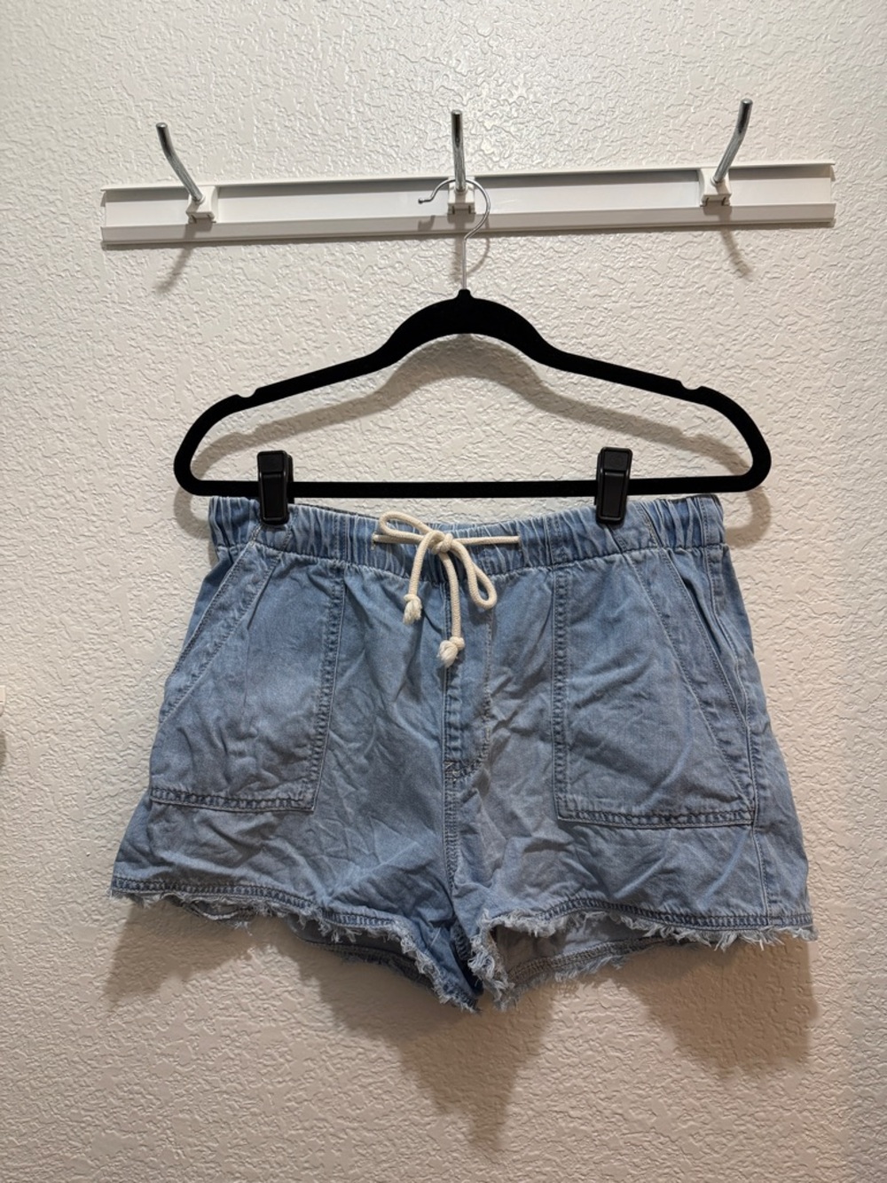 Altar'd State Light Blue Denim Drawstring Shorts